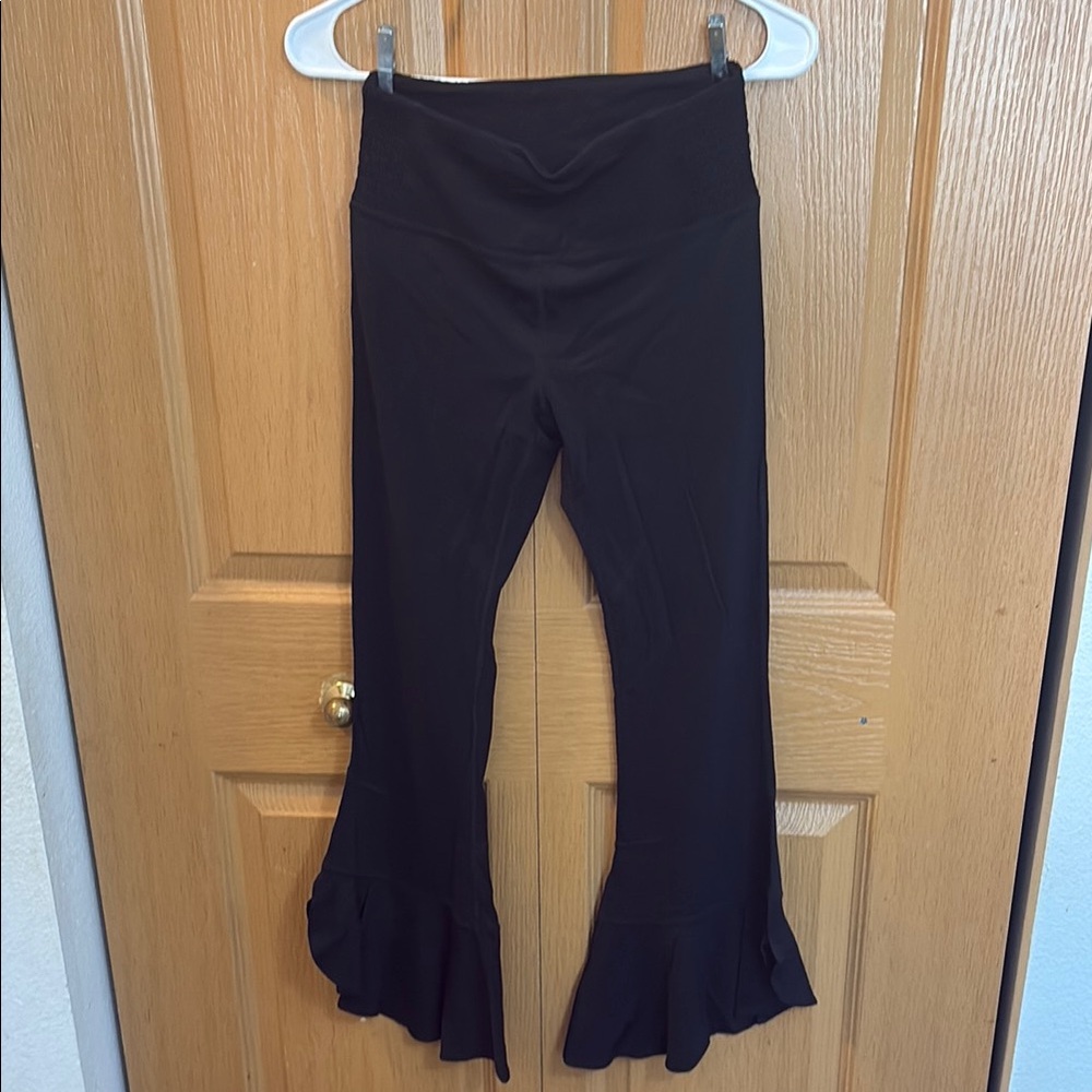 FP Movement Black Leggings with Flared Ruffle Hem